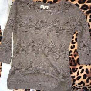 Pink rose cool mocha color crochet sweater top xl